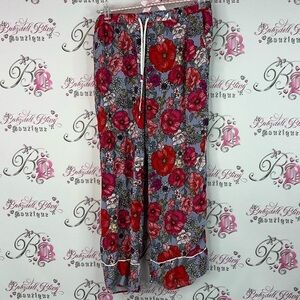 Kensie pants flare leg flowers tie up waist Floral Print Pants in Pink and Red